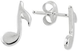 Sterling Silver Musical Note Mini Earrings
