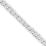 Sterling Silver 4.5mm Pave Curb Chain Necklace - 24 Inch - Italian