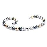 18K Diamond Clasp 13-15mm South Sea Multi Color Necklace