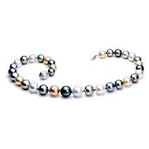 18K Diamond Clasp 13-15mm South Sea Multi Color 