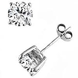 1.00 Carat F/VS1 Round Brilliant Certified Diamond Solitaire Stud Earrings in Platinum