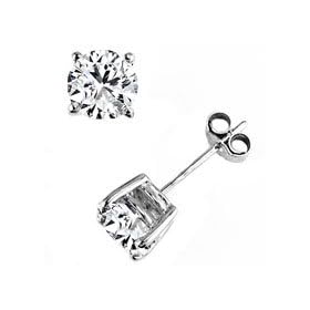 1.00 Carat F/VS1 Round Brilliant Certified Diamond Solitaire Stud Earrings in Platinum