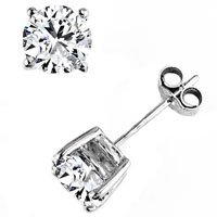 1.00 Carat F/VS1 Round Brilliant Certified Diamond Solitaire Stud Earrings in Platinum 