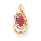 14k Diamond and Ruby Birthstone Pendant