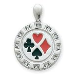 14k White Gold Diamond mens pendant