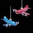 Pack of 8 Noble Gems Glass Airplane Christmas Ornaments