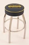 Michigan Wolverines (L8C1) 25 Tall Logo Bar Stool by Holland Bar Stool Company (with Single Ring Swivel Chrome Solid Welded Base)