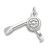 3-D Hair Blowdryer Charm Sterling Silver Hairdresser