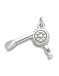 3-D Hair Blowdryer Charm Sterling Silver Hairdresser