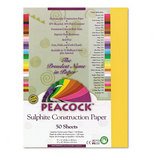 Peacock Sulphite Construction Paper, Rigid, 9 x 12, Gold, 50 Sheets/pk