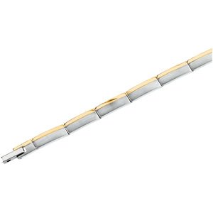Gents Stainless Steel and 14K Yellow Gold Plated Bracelet 21IRgBFj2QL. SL500 AA300 Gents Stainless Steel and 14K Yellow Gold Plated Bracelet