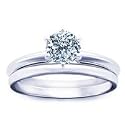 0.75 Carat D/SI2 Round Certified Diamond Matched Wedding Set in 18ct Solid White Gold