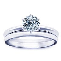 0.75 Carat E/SI1 Round Certified Diamond Matched Wedding Set in 18ct Solid White Gold