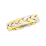 14K Two-Tone Gold Hand-Woven Wedding Band For Men and Women - Sizes 5 - 12.5