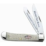 Case 09677 Martin Van Buren Presidential Dollar Commemorative Set Natural Bone Trapper Knife