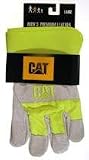 CAT GLOVES and RAINWEAR-BOSS MFG Large Men's Fluorescent Green Premium Leather Gloves