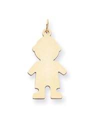 Genuine IceCarats Designer Jewelry Gift 14K Plain Medium .018 Gauge Engravable Boy Charm