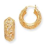 14k Fancy Patterned Hoop Earrings