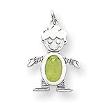 14k White Gold Peridot Boy Birthstone Charm