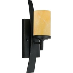 Quoizel KY8701IB Kyle 16-Inch 1-Light Wall Sconce with Butterscotch Marble Shade, Imperial Bronze