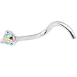 Sterling Silver Prong Set Aurora Nose Ring Made with SWAROVSKI ELEMENTS