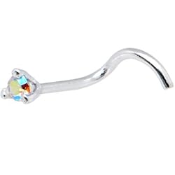 Sterling Silver Prong Set Aurora Nose Ring Made with SWAROVSKI ELEMENTS