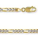 Jewelco London 9ct Rhodium plated Solid gold Pav&eacute; Figaro chain Necklace . Click Here for Dimensions and Weights.