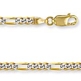 Jewelco London 9ct Rhodium plated Solid gold Pav&eacute; Figaro chain Necklace . Click Here for Dimensions and Weights.
