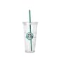 Starbucks 20 Ounce Clear Insulated Tumbler(green Straw)