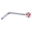 Solid 14KT White Gold 1.5mm Genuine Pink Sapphire L-Shaped Nose Ring - 20 Gauge