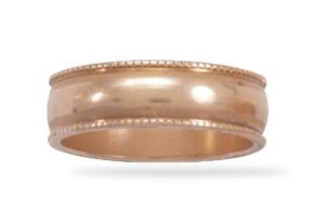 6mm Solid Copper Milgrain Design Ring (12) 
