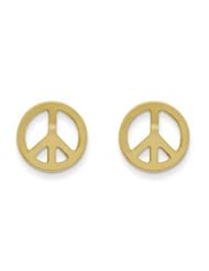 14k Yellow Gold Peace Sign Screwback Childrens Earrings