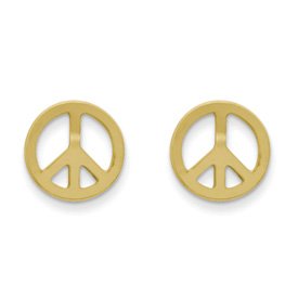 Cheap Girls Jewelry 14k Yellow Gold Peace Sign Screwback Childrens Earrings For Sale