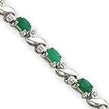 14k Emerald and Diamond Bracelet - 7 Inch - 5mm - Box Clasp