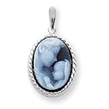 14k White Gold Mother and Baby Agate Cameo with Sentiment Pendant