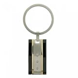 Men's Black SS Diamond Key Fob Ring & Gold Accents