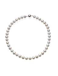 10-11mm White Pearl Necklace and Bracelet Set (Silver/Fresh)