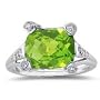 0.22 Ct Diamond & 4.04 Cts Peridot Ring in 14K White Gold-3.5
