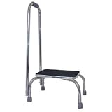 Duro-Med Foot Stool with Support Handle, Silver/Black
