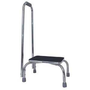 Duro-Med Foot Stool with Support Handle Silver/Black
