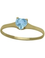 14 Karat Yellow Gold Genuine Blue Topaz Heart Solitaire Baby Ring