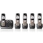 Panasonic KX-TG6545B DECT 6.0 PLUS Expandable Digital Cordless Phone with Answering System, Black, 5 Handsets