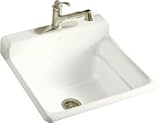 KOHLER K-6608-3-0 Bayview Self-Rimming Utility Sink, White