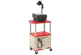 Plastic Utility Cart 3 Shelves Red With Security Cabinet