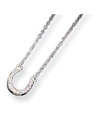 Sterling Silver CZ Horseshoe Pendant w/Chain
