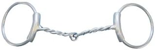 FG Collection by Metalab Stainless Steel Brushed Twisted Wire O-Ring Snaffle Bit With Sleeves - 5"