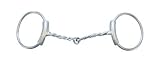 FG Collection by Metalab Stainless Steel Brushed Twisted Wire O-Ring Snaffle Bit With Sleeves - Stainless Steel Brushed - 5