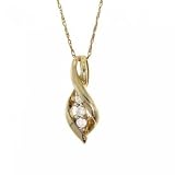 Yellow Gold Twist 3 Stone Diamond Pendant & Necklace