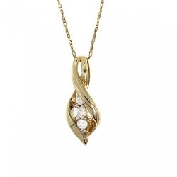 Diamond Pendant & Necklace Yellow Gold Past, Present, Future