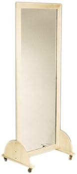Glass mirror, mobile caster base, 22 x 60 inch vertical